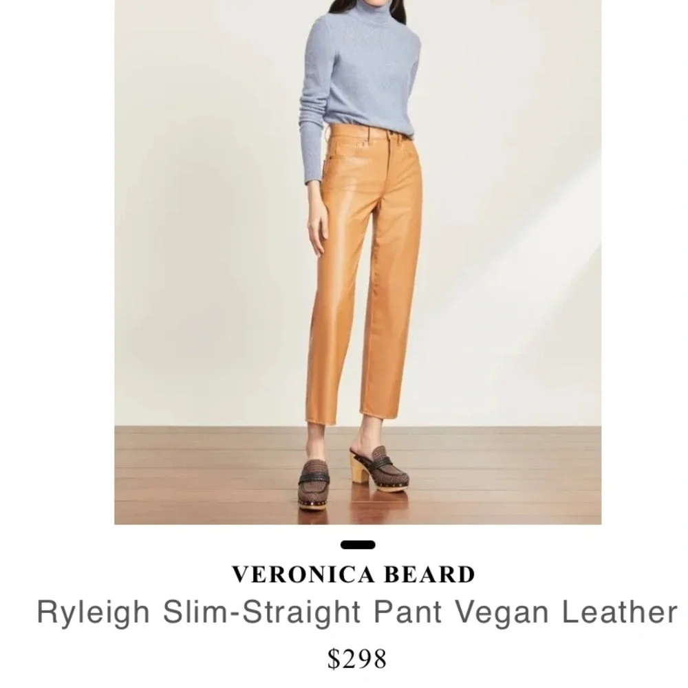 Veronica Beard Ryleigh Slim Straight Vegan Leather Pants Size 24 Faux Leather